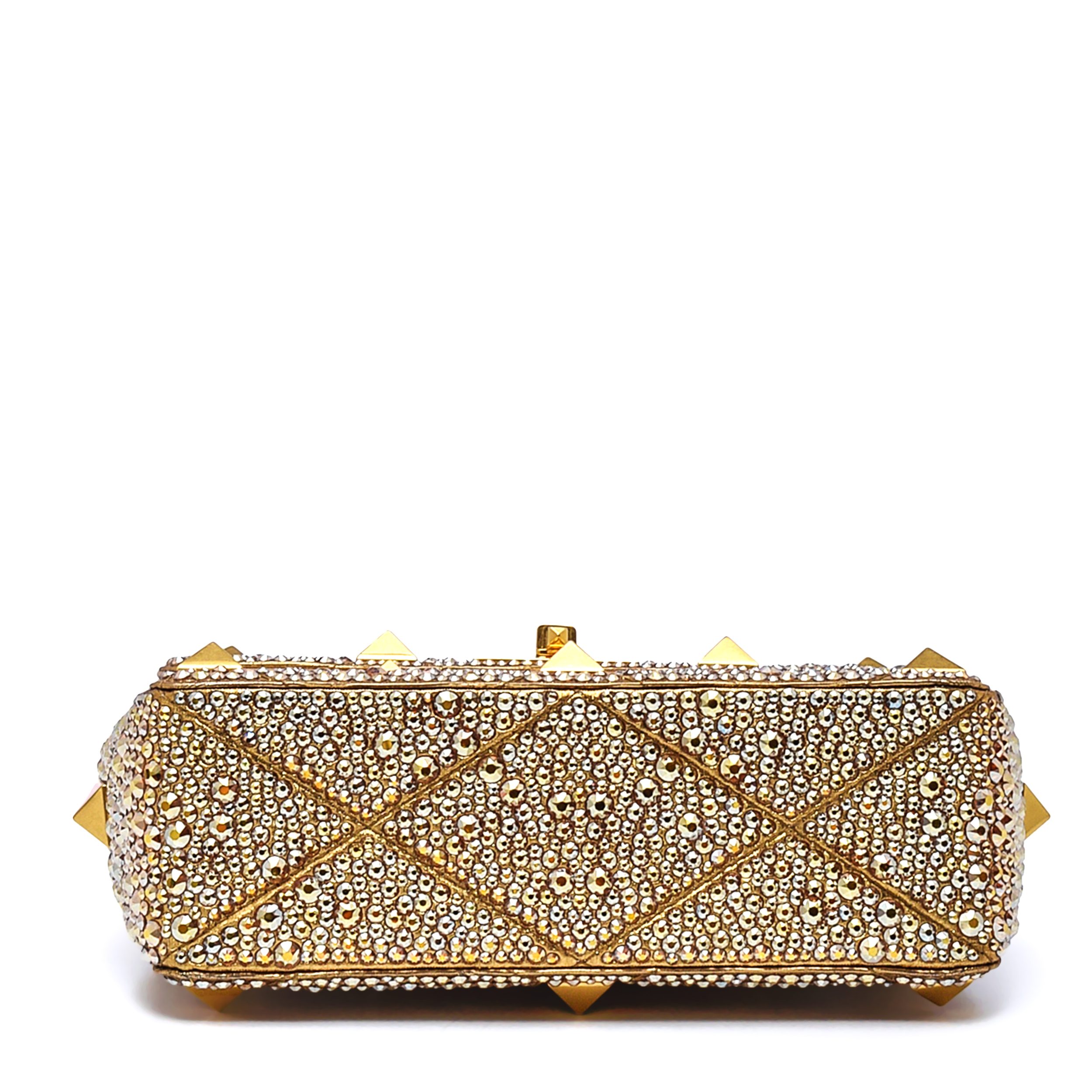 Valentino - Gold Garavani Roman Stud Rhinestone Crystal  Medium Shoulder Bag